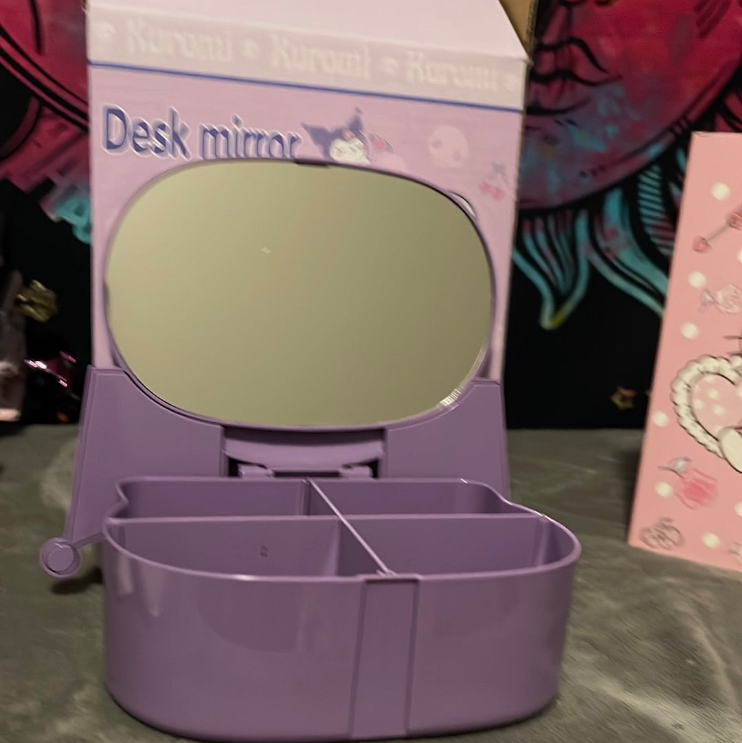 Desk mirror storage