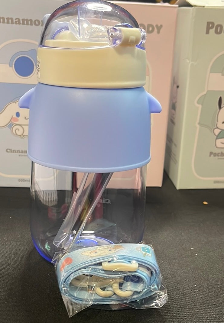 Non spill water bottle with strap