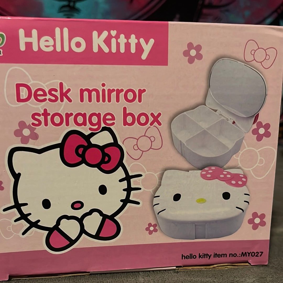 Desk mirror storage box